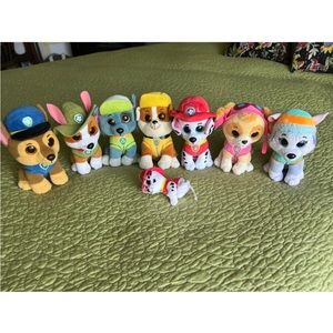 Paw Patrol TY Beanie Baby Full Set Lot Marshell Chase Zumba Sky Rocky Everest